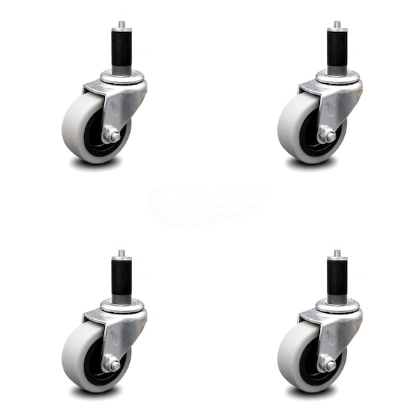 2 Inch Thermoplastic Rubber Wheel 1-1/4 Inch Expanding Stem Caster SCC, 4PK